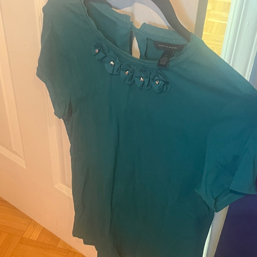 Tommy Hilfiger Teal Embellished Blouse